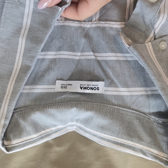 Sonoma Gray and White Striped Casual Shirt - Picture 3 of 4